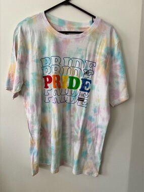 American Dream Pastel Tie-Dye Tee with Rainbow PRIDE Graphic